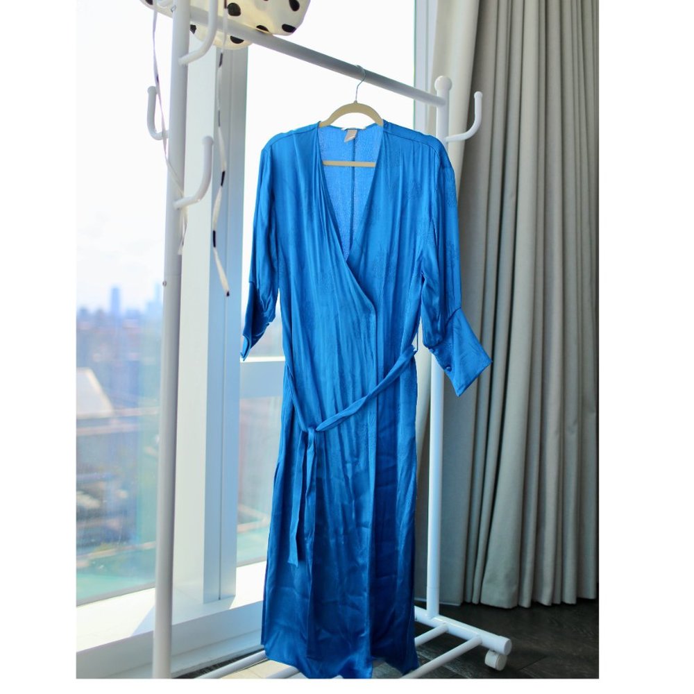 H&M Blue Floral Jacquard Dress 4 - Picture 4 of 8
